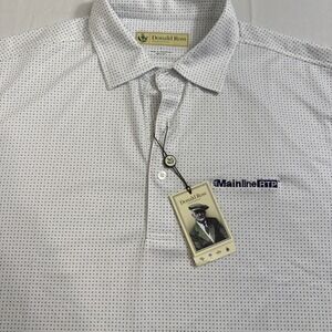 SHIRT GOLF‎ POLO Donald Ross MEN LRG Sportswear WHT/NAVY DOTS Short SleeveNWT